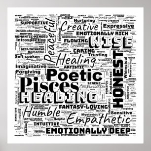 Poster Peixes Zodiac Word Cloud Inspiration Squre (L)