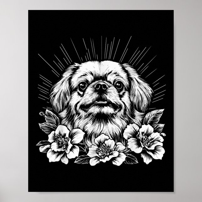 Poster Pekingese Dog Lover Estilo Retro Tatuagem (Frente)