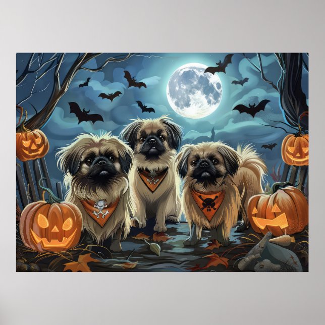Poster Pekingese Halloween Spooky (Frente)
