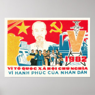 Poster Pela Felicidade das Pessoas! Vietnã antigo 1982