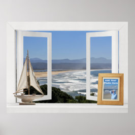 Póster Pela Oceano -- Vista de janela aberta personalizáv