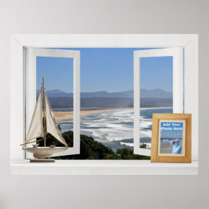 Póster Pela Oceano -- Vista de janela aberta personalizáv