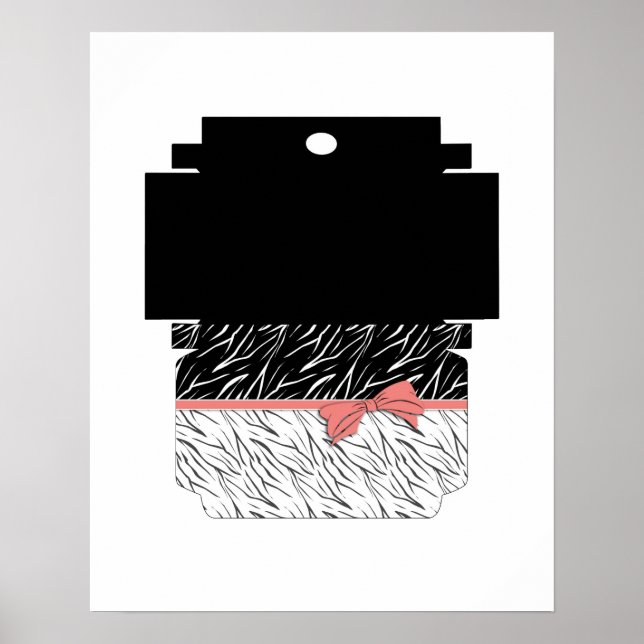 Poster Pele de zebra estrias de couro branco preto, de ti (Frente)