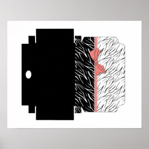 Poster Pele de zebra estrias de couro branco preto, de ti