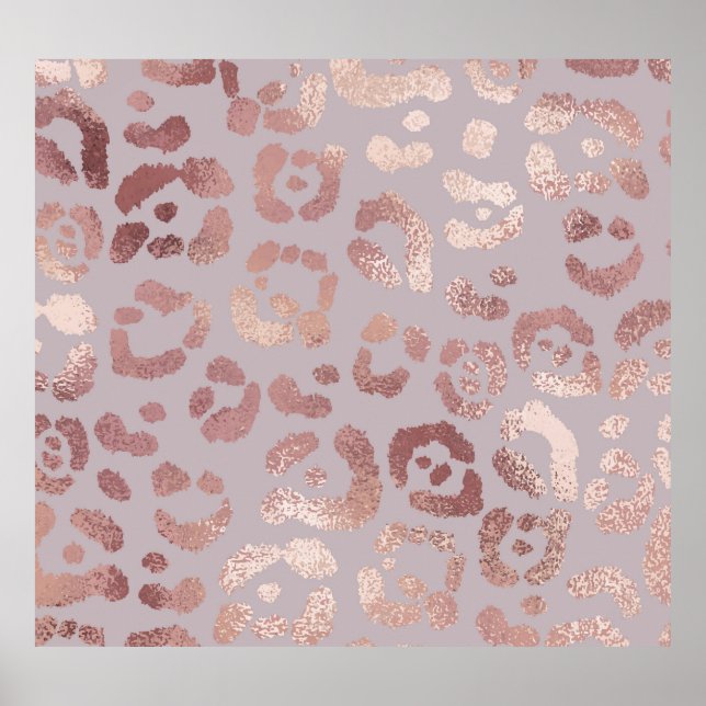 Poster Pele-leopardo: elegância rosa de ouro. (Frente)