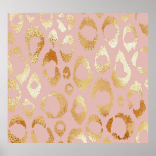 Poster Pele-leopardo, textura de ouro-rosa