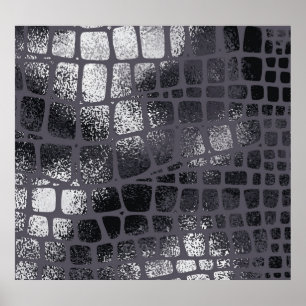 Poster Pele Preta Metálica de Cobra: Textura Elegante