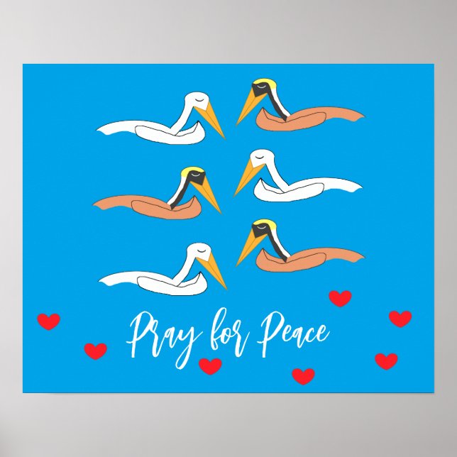 Poster Pelicans Praying for Peace: (Frente)