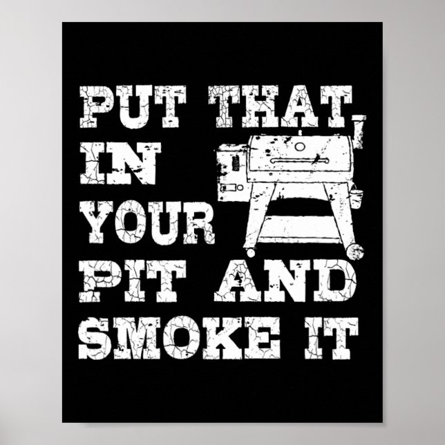 Poster Pellet Fumante Engraçado Pit Gift Grill Para Carne (Frente)