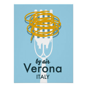 Póster Pelo Ar Verona Itália pôster de viagem retrô. Pri