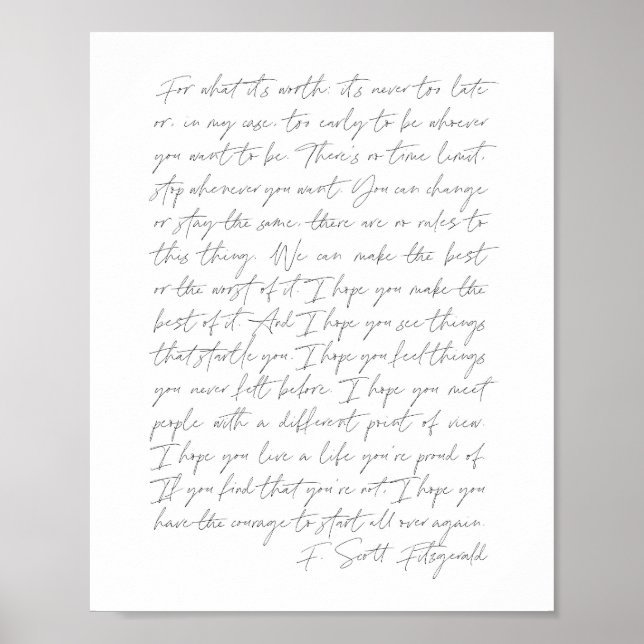 Poster Pelo que vale...F. Scott Fitzgerald Script (Frente)