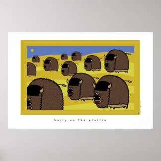 Póster peluda na pradaria