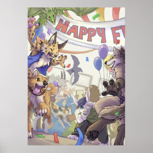 Poster peludo feliz do engodo