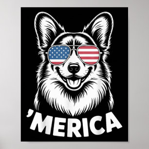 Poster Pembroke Welsh Corgi 4 de Julho Patriótico ‘merica