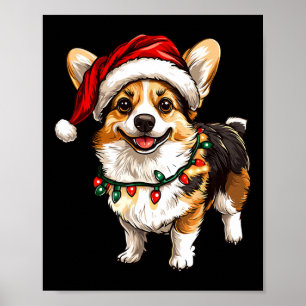 Poster Pembroke Welsh Corgi Papai Noel Árvore de Natal Lu