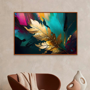 Poster Pena Dourada – Elegância Abstrata Luxuosa