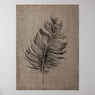Poster pena n.º 1 com Faux Linen Taupe Art