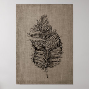 Poster pena n.º 3 com Faux Linen Taupe Art