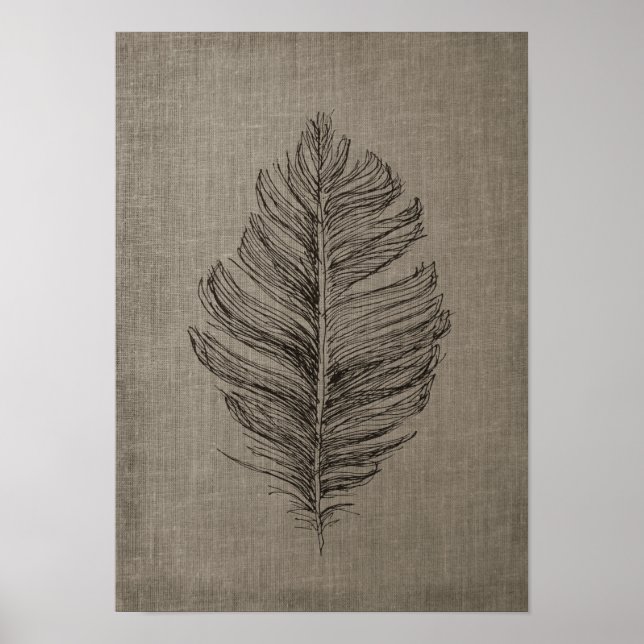 Poster Pena n.o 2 com fundo Faux Linen Taupe (Frente)