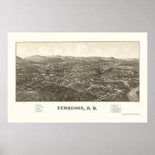 Póster Penacook, mapa panorâmico do NH - 1887