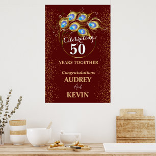 Poster Penas de Pavão 50º Aniversário de Casamento