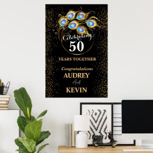 Poster Penas de Pavão 50º Aniversário de Casamento