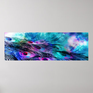 Poster Penas de Peacock abstrato Iridescentes