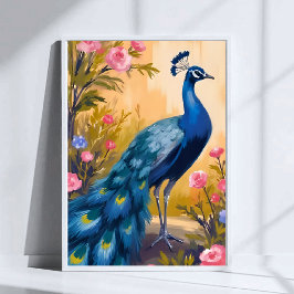 Poster Penas de Peacock Belos Animais Florais