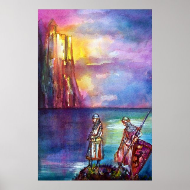 Póster PENDRAGON Cavaleiros Medievais,Pôr do Sol no Lago, (Frente)