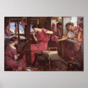Póster Penelope And The Suitors - John William Waterhouse
