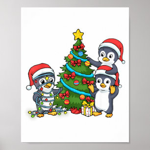 Poster Pengim de Natal para Crianças Luzes de Árvore de N