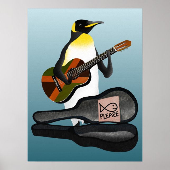 Póster Penguin Reggae Guitar (Frente)