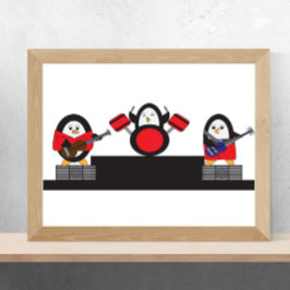 Poster Penguin Rock and Roll Banda