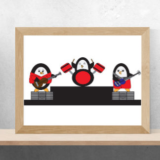 Poster Penguin Rock and Roll Banda