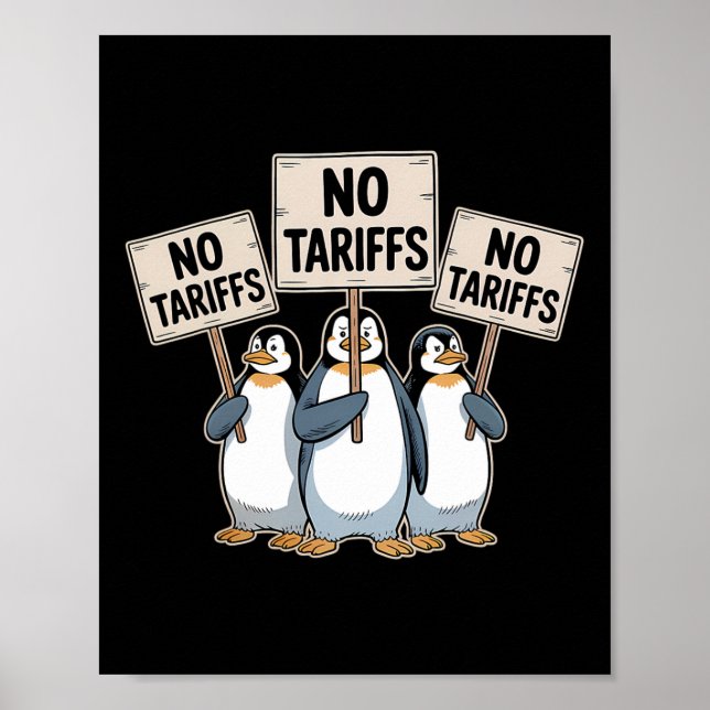 Poster Penguins Protest Against Trump Tariffs Funny Pengu (Frente)