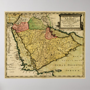 Póster Península árabe do mapa de Médio Oriente
