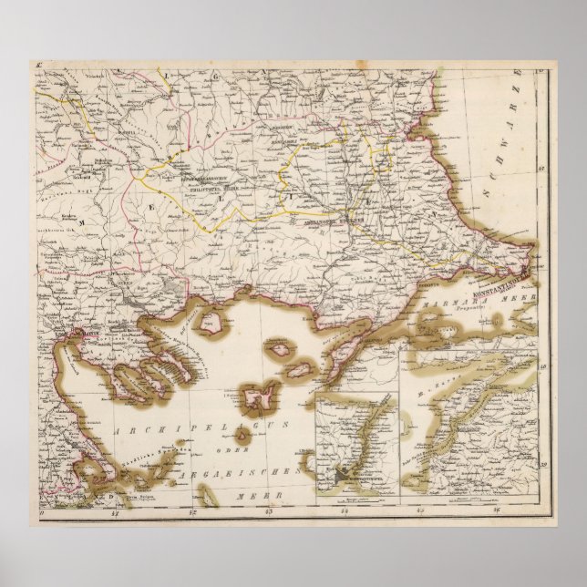 Poster Península dos Balcãs, Turquia, Bulgária (Frente)