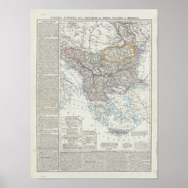 Póster Península dos Balcãs, Turquia, Sérvia, Europa (Frente)