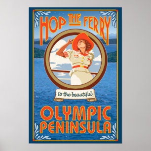 Poster Península olímpica, WashingtonHop a balsa