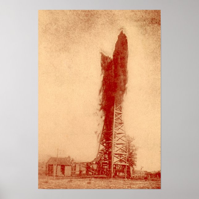 Póster Pennville, Indiana Oilfield well Gusher (Frente)