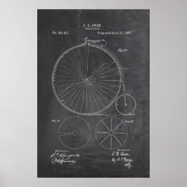 Poster Penny Farthing Bicycle Blueprint
