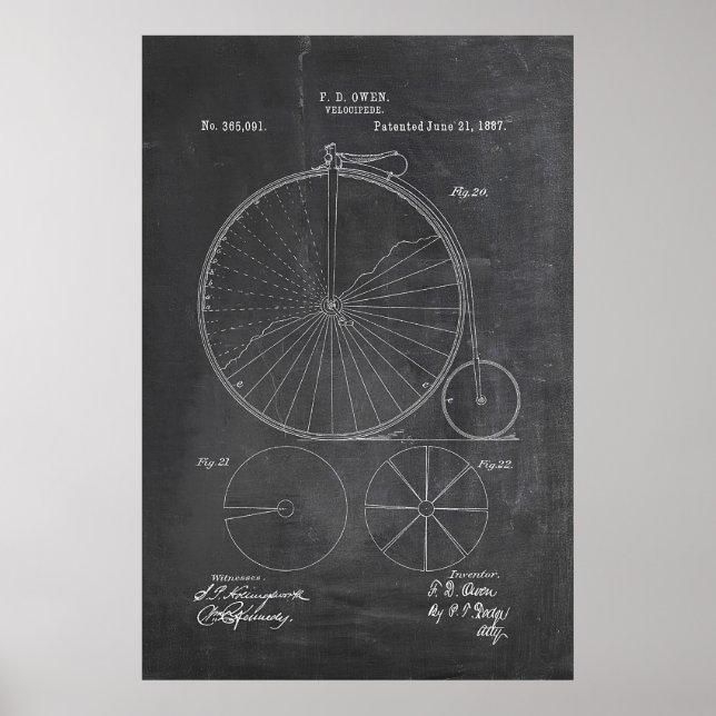 Poster Penny Farthing Bicycle Blueprint (Frente)