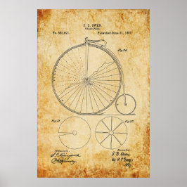 Poster Penny Farthing Bicycle Blueprint
