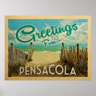 Poster Pensacola Beach Vintage Travel