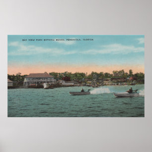 Póster Pensacola, FL - Bay View da Praia com Velocidade