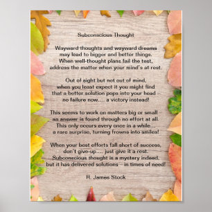 Poster "Pensamento subconsciente" um poema sobre soluçã