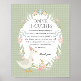 Poster Pensamentos de Fralda de Gingham Floral de Ganso V
