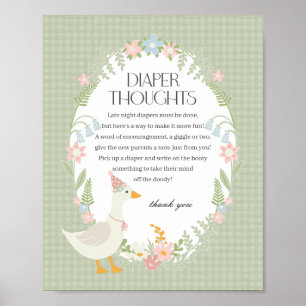Poster Pensamentos de Fralda de Gingham Floral de Ganso V