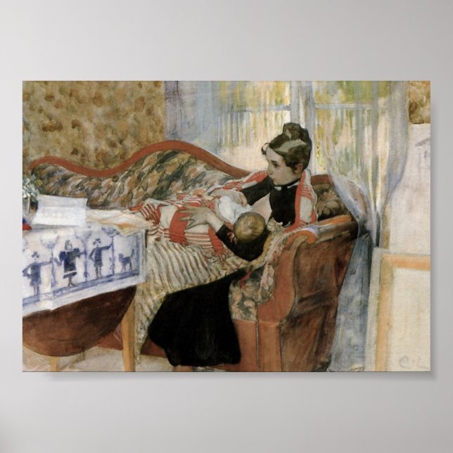 Póster Pensamentos de mãe de amamentar o bebê (Frente)