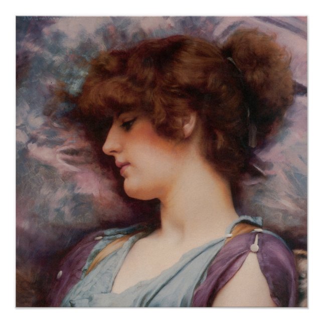 Póster Pensamentos distantes de John William Godward (Frente)